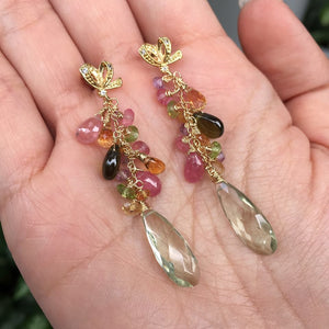 Green Amethyst, Sapphires, Gemstones Earrings