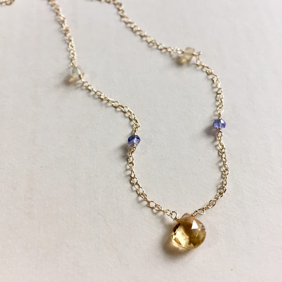 Citrine, Tanzanite & Opal Gold Filled Necklace